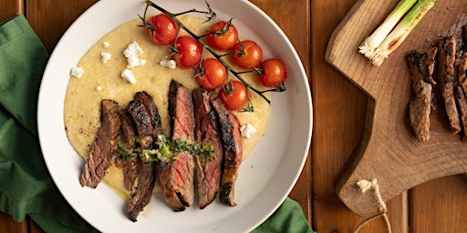 Imagem principal de Free Online Cooking Class: Grilled Skirt Steak with Goat Cheese Polenta