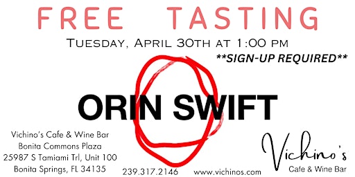 FREE WINE TASTING: Orin Swift Cellars primary image