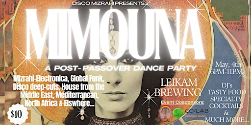 Mimouna: A Post-Passover Dance Party at Leikam Brewing!  primärbild