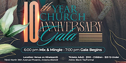 Immagine principale di Heart Of Worship Ministries 10th Year Church Anniversary Gala 