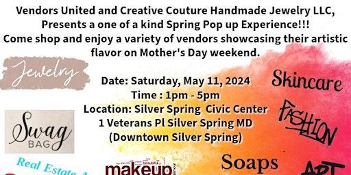 Imagen principal de Vendors United & Creative Couture  Handmade Jewelry LLC 2024 Spring Pop-up!