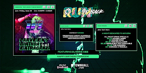 80s NIGHT X PARVEEN’S BDAY BASH AT RUN IT BACK FRIDAYS primary image