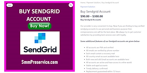 Imagen principal de Why this is the best IT shop to Buy Sendgrid Account?