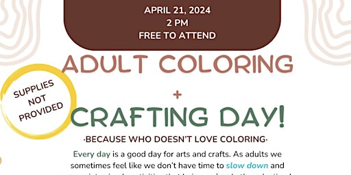 Imagem principal do evento Adult Coloring + Craft Day!