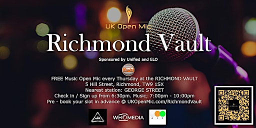 Imagem principal do evento UK Open Mic @ Richmond Vault / RICHMOND / NORTH SHEEN / TWICKENHAM