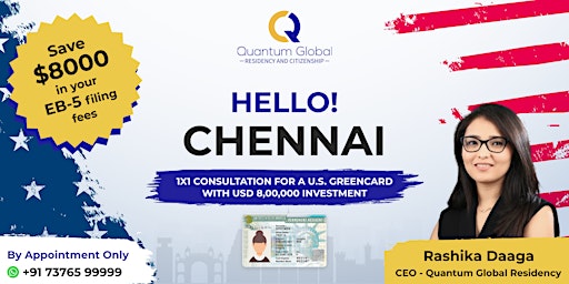 Imagem principal do evento Apply for U.S. Green Card. $800K EB-5 Investment – Chennai