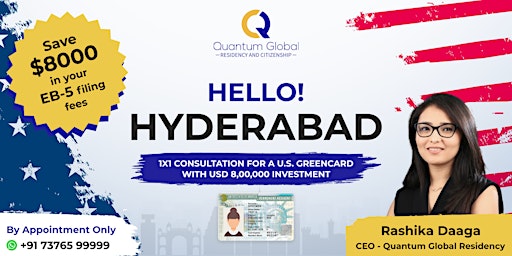 Imagem principal do evento Apply for U.S. Green Card. $800K EB-5 Investment – Hyderabad