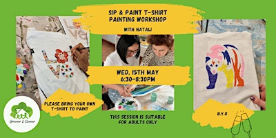 Primaire afbeelding van Sip and Paint T-Shirt Painting Workshop with Natali
