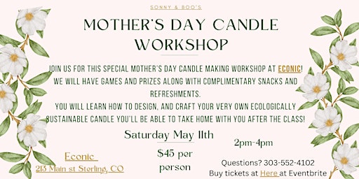 Image principale de Sonny & Boo's Mother's Day Candle Workshop