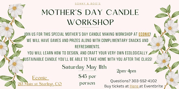 Sonny & Boo's Mother's Day Candle Workshop