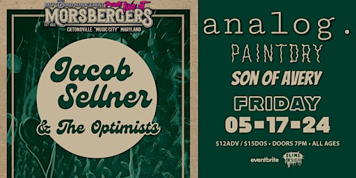 Primaire afbeelding van Jacob Sellner and The Optimists with Analog (CD Release)  Paint Dry, Son Of Avery