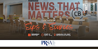 Imagem principal do evento Sips + Sources with PRSA Hawaii and Honolulu Civil Beat
