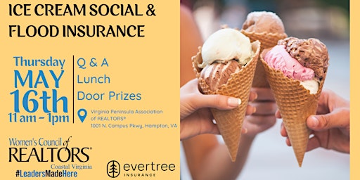 Primaire afbeelding van Ice Cream Social & Flood Insurance