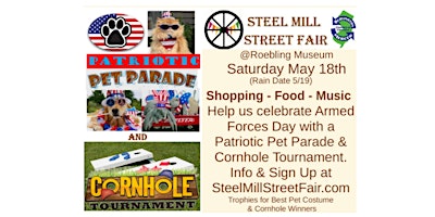 Imagem principal de Steel Mill Street Fair - Sign Up For Pet Parade & Cornhole Tournament