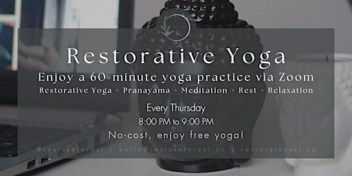 Imagem principal de Free Restorative Yoga Class (via Zoom)