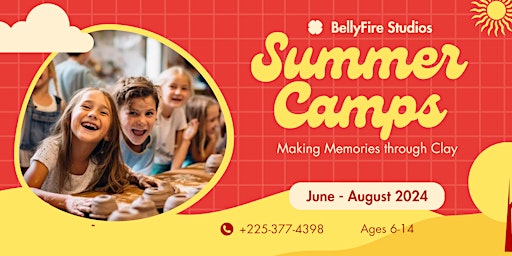 Primaire afbeelding van Kid's Pottery Summer Camps All Summer Long! (visit website to sign up)