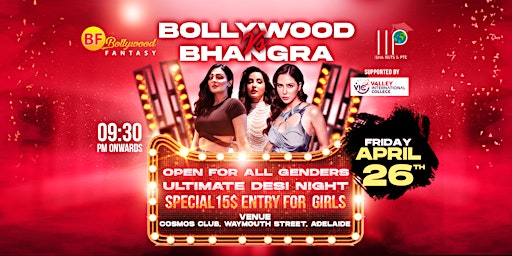 Bollywood VS Bhangra Long Weekend Party In Adelaide primary image