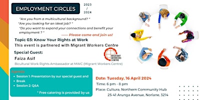 Primaire afbeelding van Employment Circles 2023-2024, 16 April 2024, Geelong