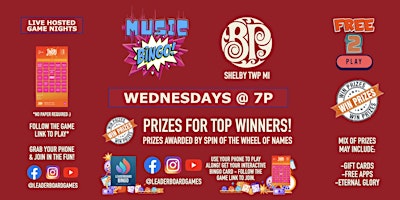 Image principale de Music BINGO  | Boston's Pizza - Shelby Twp MI - WED 7p @LeaderboardGames