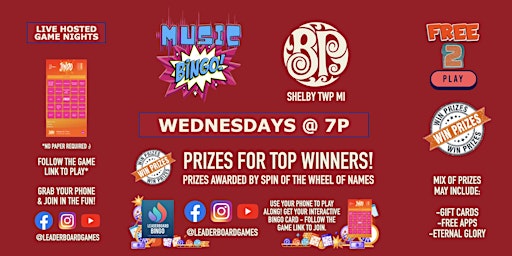 Music BINGO  | Boston's Pizza - Shelby Twp MI - WED 7p @LeaderboardGames  primärbild