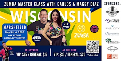 Immagine principale di Zumba® Master Class with Carlos and Maggy Diaz - Marshfield 