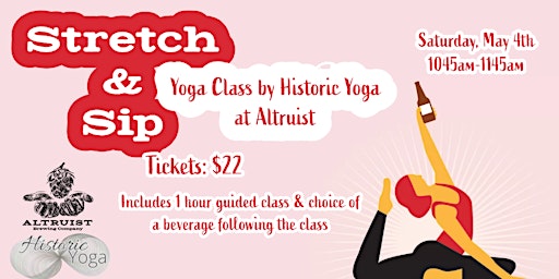 Imagem principal do evento Sip & Stretch - Taproom Yoga at Altruist!
