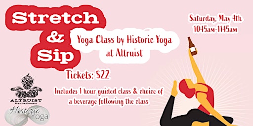 Primaire afbeelding van Sip & Stretch - Taproom Yoga at Altruist!