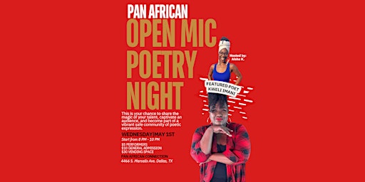 Primaire afbeelding van Pan African Open Mic Poetry Night (Global Love Day)