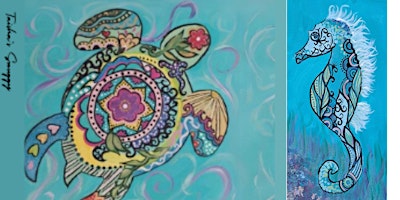 Funky Sea Turtle, Seahorse, Starfish or Gecko painting primary image