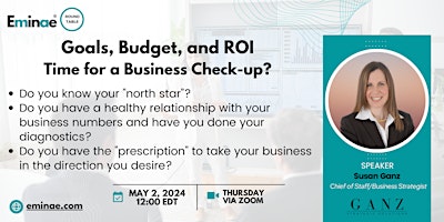 Imagem principal de EMINAE ROUNDTABLE - Goals, Budget, and ROI: Time for a Business Check-up?