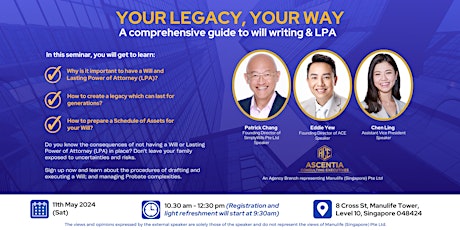 “Your Legacy, Your Way” -  A Comprehensive Guide to Will Writing & LPA