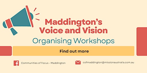 Imagem principal do evento Communities of Focus - Maddington Community Plan workshop: Organising