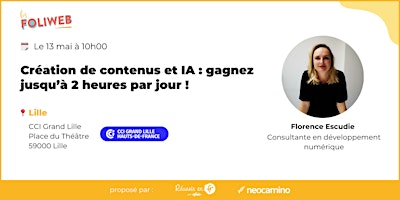 Primaire afbeelding van Création de contenus et IA : gagnez jusqu’à 2 heures par jour !