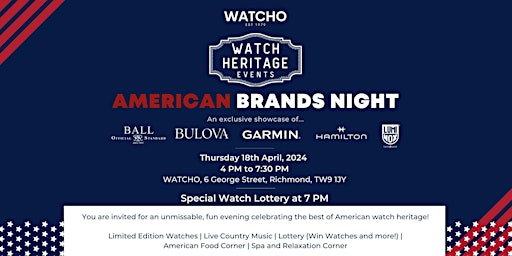 Primaire afbeelding van WATCHO Richmond: American Brands Night - American Watches Showcase