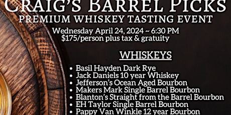 Craig's Barrel Picks - Premium Whiskey Tasting