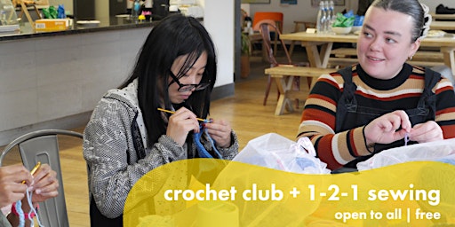 Imagem principal do evento Beginner friendly crochet club + 1-2-1 sewing sessions