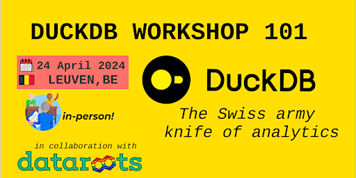 Imagem principal do evento DuckDB workshop 101 [Belgium, in-person]