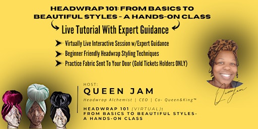 Imagem principal do evento Headwrap 101: From Basics to Beautiful Styles-A Hands-On Class
