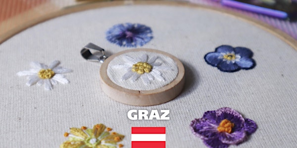 Embroider Tiny Flowers & Turn One into a Pendant in Graz