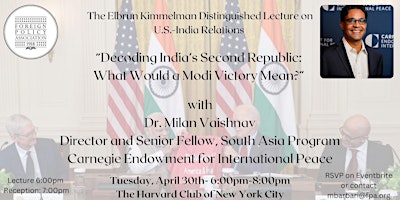 The Elbrun Kimmelman Distinguished Lecture on U.S. India Relations 2024 primary image