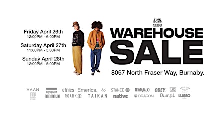 The legendary Timebomb Trading Spring/Summer Warehouse Sale is back