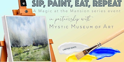 Imagem principal do evento Sip Paint Eat Repeat- Watercolor  with Mystic Museum of Art