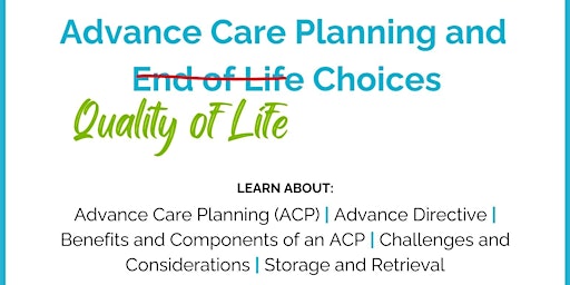 Imagem principal do evento Advance Care Planning and Quality of Life Choices