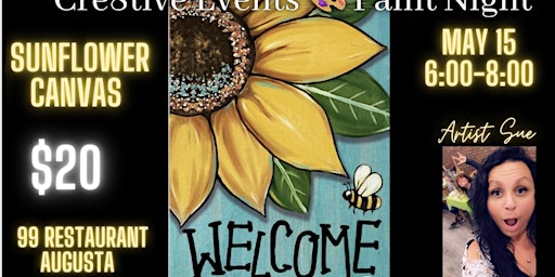 Imagem principal do evento $20 Paint Night - Sunflower on Canvas - 99 Restaurant Augusta