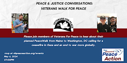 Immagine principale di Peace & Justice Conversations: Veterans Walk for Peace 