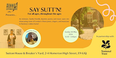 Imagem principal do evento Hidden Literature & National Trust Say Sutt'n Poetry & Music Open Mic