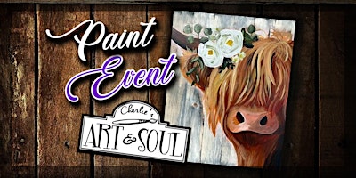 Image principale de Paint Event @ All About Grace Boutique Highland cow on Wood