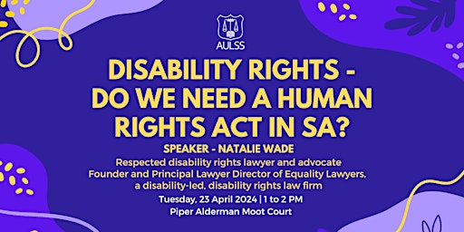 Primaire afbeelding van Disability Rights - Do we Need a Human Rights Act in SA? with Natalie Wade