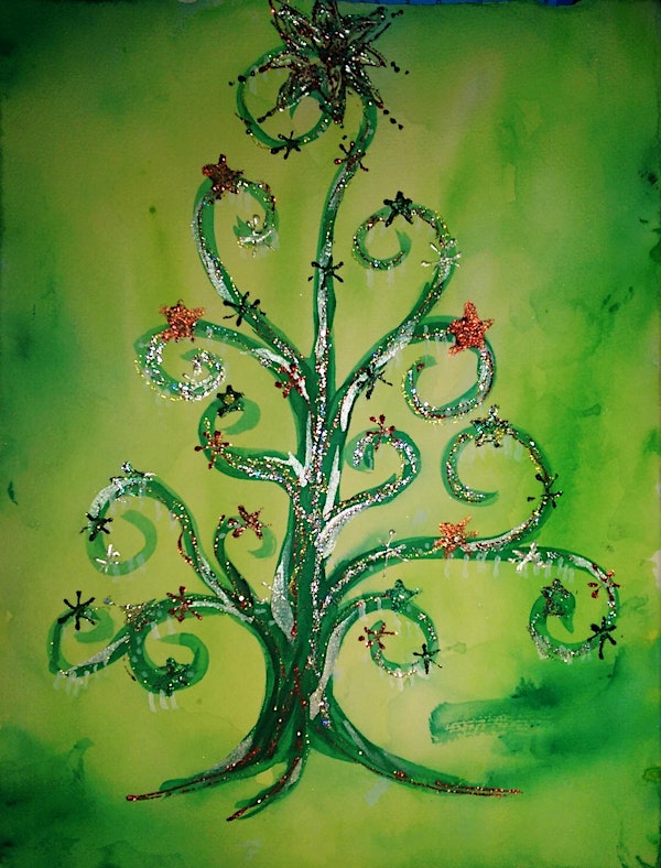 Wine and Watercolors - "Christmas Klimt Tree"