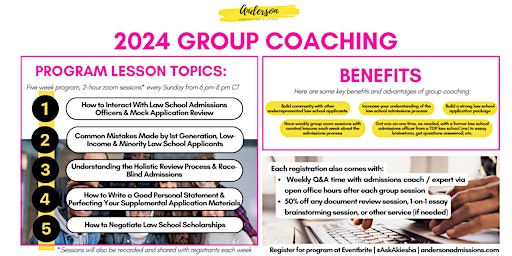 Imagen principal de Anderson Admissions Academy Group Coaching Cohort : June 9 - July 7, 2024